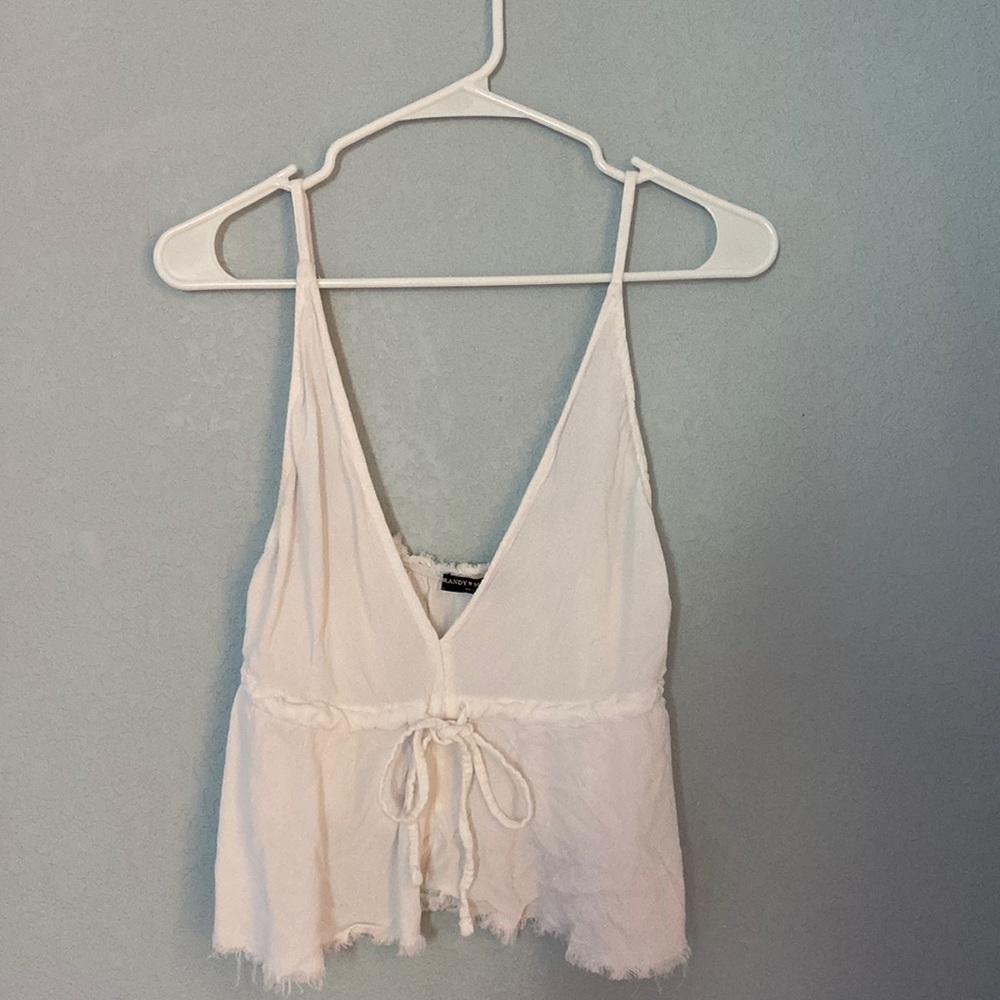 🌙White lace top with tie